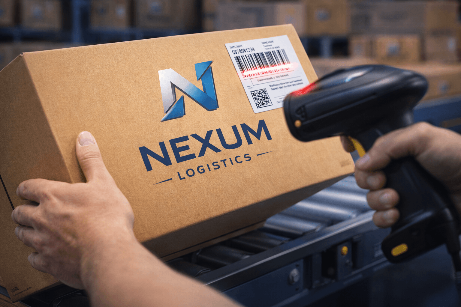 Escáner de paquete Nexum Logistics en bodega